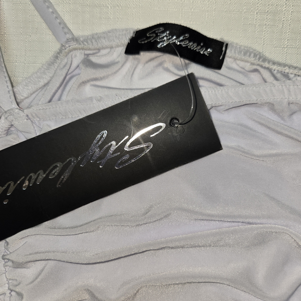 White Ruched Mini Dress - Picture 3 of 4